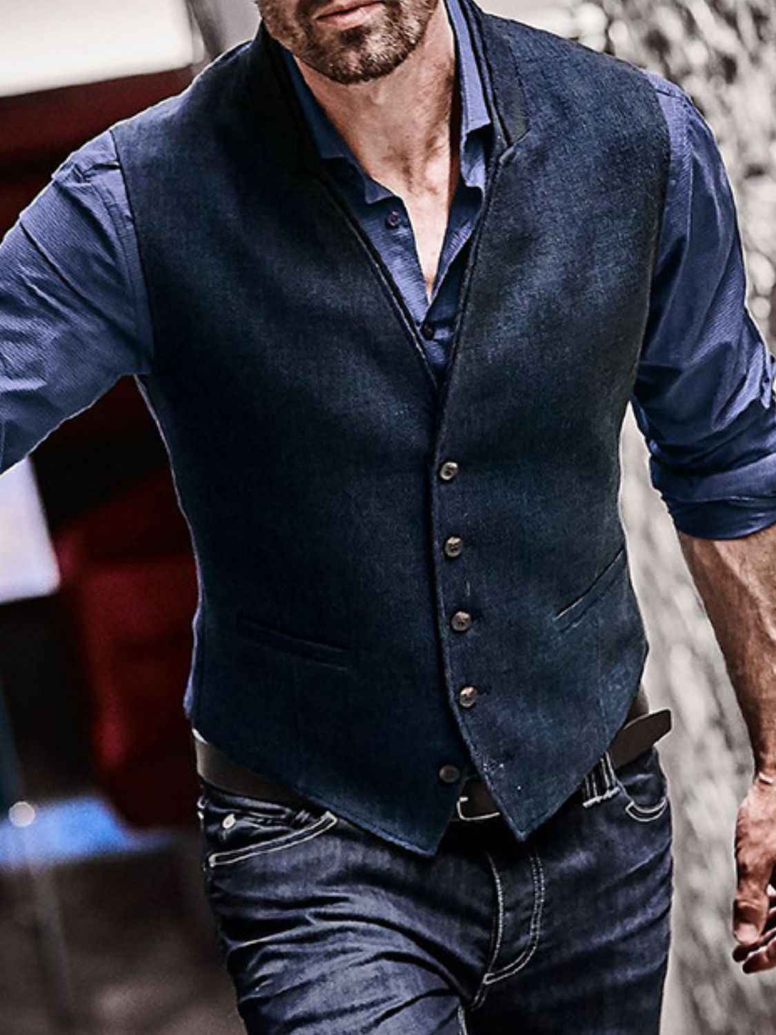 Men's Full Size Button Down Vest Plus Size - Damned Threads